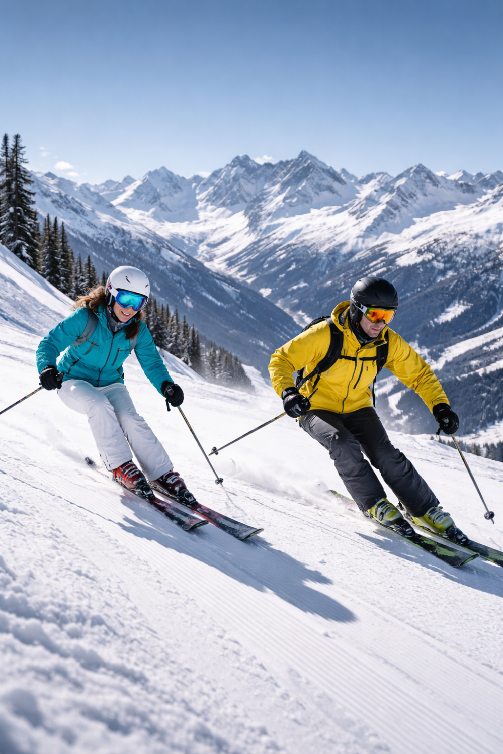 twee ski mensen